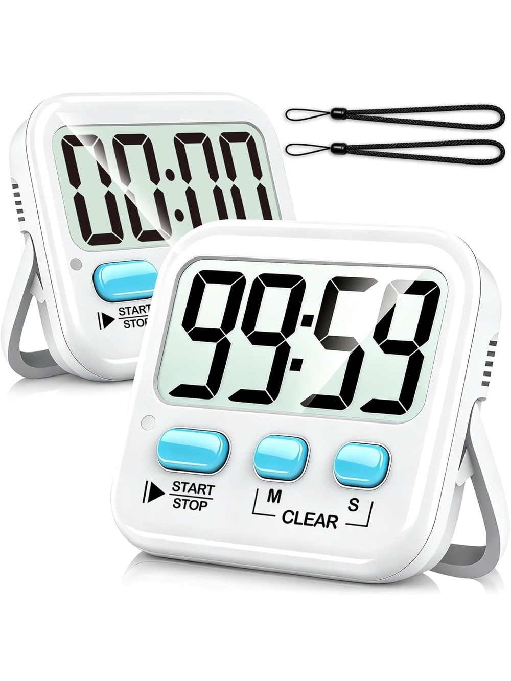 2 Pack Kitchen Timer for Cooking, Digital Timers for Kids Teachers, Study, Class